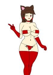 1girls big_breasts bikini brandonvortex_(artist) breasts fanart female lipstick original_character red_bikini red_eyes red_lipstick solo vane_(brandonvortex) white_background