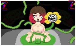 ahe_gao ahegao_face bete_noire betty_noire brown_hair flowey_the_flower glitchtale naked naked_female nipples nude nude_female pixel pixel_(artwork) pixel_art red_eyes red_hair saliva short_hair small_boobs small_breasts smiling smiling_at_viewer undertale_au z!betty zixy