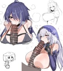 2girls acheron_(honkai:_star_rail) alexandrina_sebastiane big_breasts big_penis black_swan_(honkai:_star_rail) dark-skinned_male female honkai:_star_rail horn/wood hoyoverse tagme zenless_zone_zero
