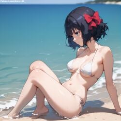1girls 2d ai_generated ass athletic athletic_female bare_shoulders beach belly big_ass bikini bikini_bottom bikini_top blue_eyes blush breasts chest curvy curvy_figure cute cute_face detailed eyelashes eyeshadow female female_only fit fit_female focus hair_ornament high_quality hips legs let_this_grieving_soul_retire! light-skinned_female light_skin lips lipstick looking_at_viewer makeup mascara medium_hair micro_bikini midriff nageki_no_bourei_wa_intai_shitai navel no_penetration outdoors pale-skinned_female pale_skin perky_breasts posing purple_eyes seductive seductive_look short_hair stable_diffusion thick_thighs thighs thin_waist tino_shade wide_hips