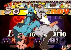 anthro ass balls black_body black_fur blue_balls blue_body blue_fur bowser chest_spike controller curved_horn dreadlocks duo_focus dustythebat erection fangs fur game_controller gamecube generation_4_pokemon generation_7_pokemon genitals gray_body gray_fur green_eyes grey_balls grey_body grey_fur group half-closed_eyes hi_res hocotatian horn human hybrid_genitalia hybrid_penis hylian incineroar knot koopa link lucario machine male male_focus male_only mammal mario_(series) mario_bros narrowed_eyes nintendo nintendo_controller nintendo_entertainment_system olimar open_mouth open_smile pawpads paws penis perineum pikmin pikmin_(species) pink_pawpads pokemon pokemon_(species) purple_pikmin r.o.b. red_body red_eyes red_fur red_pikmin robot scalie smile smirk smug smug_face spikes spikes_(anatomy) super_smash_bros. super_smash_bros._brawl teeth testicles the_legend_of_zelda toon_link wario white_body white_fur wind_waker yellow_sclera