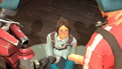 1robot_boy 2boys 3d big_balls blush female femmedic femscout femscout_(alt_design) horny_face huge_cock male robot_boy roomfour004 scout scout_(team_fortress_2) shocked_expression soft staring_at_partner staring_down team_fortress_2