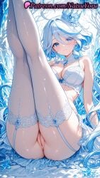 1girls 2025 ahoge ai ai_assisted ai_generated alternate_breast_size anime anime_style ass bangs bare_shoulders blue_eyes blue_hair bra breasts crown female female_only furina_(genshin_impact) furina_(genshin_impact)_(cosplay) garter_straps genshin_impact hair_between_eyes hentai hi_res high_quality high_resolution highres hoyoverse kneepits legs_up light_blue_hair long_hair looking_at_viewer mihoyo mihoyo_technology_(shanghai)_co._ltd. mini_crown multicolored_hair natsuyoru patreon pussy smile solo stable_diffusion stockings thighhighs thighs underwear voluptuous voluptuous_female white_bra white_hair white_legwear white_thighhighs