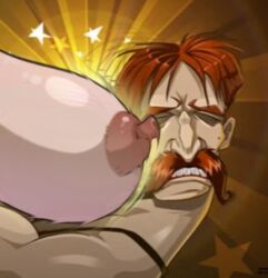 big_breasts big_nipples boob_hit boxers_down boxing_ring caricature hitting_another joke_art lmao massive_breasts meme punch_out tit_focus von_kaiser