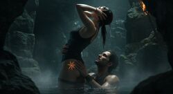 ai_generated cave lara_croft lara_croft_(survivor) leshay7 tomb_raider tomb_raider_(survivor) wet