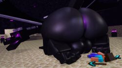 2025 3d_(artwork) anus ass balls big_balls big_butt black_body black_claws black_nose black_scales black_tail black_toe_claws black_wings blue_bottomwear blue_clothing blue_pants blue_shirt blue_t-shirt blue_topwear bottomwear brown_hair claws clothed clothing diamond_pickaxe diamond_sword digital_media_(artwork) dragon ender_dragon enderman feral genitals glistening glistening_anus group hair hi_res huge_balls huge_butt human humanoid hyper hyper_balls hyper_butt hyper_genitalia looking_at_another looking_back lying male male/male mammal melee_weapon membrane_(anatomy) membranous_wings microsoft minecraft mojang mythological_creature mythological_scalie mythology on_back outside pants pickaxe purple_anus purple_eyes purple_sclera quadruped rear_view scales scalie shirt standing sword t-shirt tail tan_body tan_skin the_end_(minecraft) thick_thighs three-quarter_view toe_claws topwear weapon willie_piv wings xbox_game_studios