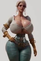 ai_generated beautiful cd_projekt_red ciri cleavage female girl huge_breasts looking_at_viewer pretty sexy the_witcher_(series) the_witcher_3:_wild_hunt thick_thighs tyagth white_background white_hair witcher