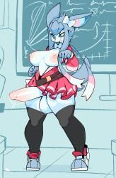 1futa 2025 anthro areolae balls blue_hair breasts breasts_apart classroom clothed clothing erection full_body furry futa_only futanari glaceon huge_balls huge_cock humanoid_penis hybrid_pokemon intersex mostly_clothed neceet nipples penis pokemon pokemon_(species) school_uniform skirt smooth_balls smooth_penis solo sylveon thighhighs