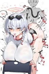 1boy 1girls big_breasts blue_archive female haruna_(blue_archive) horn/wood male sex tagme young