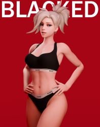 1girls 3d angela_ziegler blacked blacked_clothing blender blonde_hair blue_eyes catcherrye clothed clothed_female curvy curvy_female female female_only hands_on_hips light-skinned_female light_skin looking_at_viewer looking_back magazine_cover mercy mercy_(overwatch) overwatch overwatch_2 red_background solo solo_female solo_focus text