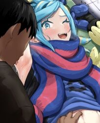 2boys blue_hair_male exposed_armpits femboy feminine_faced_male feminine_male gay girly_boy gloved_hands grusha_(pokemon) licking_armpit light_skinned_femboy long_blue_hair male male_only min_(myna8247) nintendo one_arm_up one_eye_closed otokonoko pokemon pokemon_sv scarf sleeveless_shirt tears tickle tickling tickling_belly ticklish trap twink yaoi
