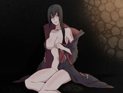 akatsuki akatsuki_(naruto) black_hair breasts female female_only human naruto red_eyes rule_63 scar solo straight_hair tattoo uchiha_itachi zokenwatarushi