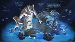 accessory ancient angry anthro asian_mythology ball_tuft balls bare_chest beard bearded big_balls big_muscles big_penis blood blood_from_ass blood_in_ass bodily_fluids body_hair bone canid canine canis character_redesign chest_fur chest_hair claws collar concept_art cult cultist dark dominant duo english_text erect_nipples erect_tail erection eye_scar facial_hair facial_piercing facial_scar fangs finger_claws footprint from_behind_position from_front_position furry_balls fuzzy_balls genital_scar genitals glowing glowing_eyes grasping_hands hair harem harem_jewelry hi_res hindu_mythology hinduism hotsatyr huge_muscles humanoid_genitalia humanoid_penis india jewelry larger_anthro larger_male light light_beam long_hair lying male male/male mammal mohawk moonbeam moonlight moss mowgli_(film) muscular muscular_anthro muscular_male mythology nipples nose_piercing on_back pawpads pawprint paws penetration penile penis penis_scar piercing plant prayer pubes religion reverse_missionary_position ring ring_(jewelry) ring_piercing rough_sex ruins saggy_balls scar scared scars_all_over sect servant sex shadow shadow_face sign size_difference skull slave small_top smile tabaqui tail tail_motion teeth temple text the_jungle_book tree tribal tuft tusks villainous villains
