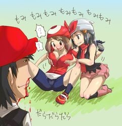 bike_shorts boots dawn_(pokemon) female human human_only male may_(pokemon) multiple_females pokemon satoshi_(pokemon) yuri zaitsu