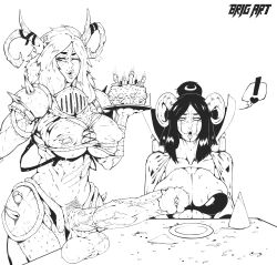 1futa 1girls amazon animal_genitalia areolae armor armpit_hair armpits balls barbed_penis big_balls big_breasts birthday black_and_white black_hair bottomless breasts brig_art cake clothed clothing demon demon_girl demon_horns duo equine equine_penis eraanthe_(eraanthe) erection female futanari gasp hedon horn horse_penis horsecock huge_balls huge_breasts huge_cock humanoid long_hair mostly_nude nipples penis pubic_hair rolling_eyes scar shocked spikes standing sweat sweating sweaty tongue tongue_out vein veiny_penis wink zan_(hedon)