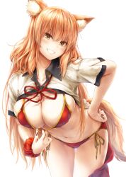 1girls big_breasts bra fate/extra_ccc fate/grand_order fate_(series) female fox_ears fox_girl fox_tail kemonomimi long_hair orange_hair panties solo suien suzuka_gozen_(fate) tagme thong underwear