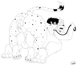 anthro anus ass balls big_balls big_butt big_penis blush cheetah collar duo felid feline genitals hi_res jordanwolfie jordo_(artist) lagomorph leash leporid male male/male mammal penis rabbit sex tail