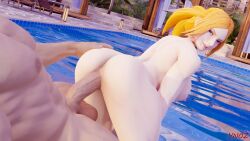 1boy 1girls 3d 3d_(artwork) ass ass_focus ass_grab blonde_hair blue_eyes breasts female final_fight lucia_morgan male male/female nude_female penetration reverse_cowgirl_position sentones sex straight street_fighter street_fighter_v ynoz