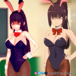 1girls big_breasts breasts bunny_ears bunny_girl bunnysuit cleavage clothed clothing curvy female female_focus female_only hi_res highres huge_breasts igneuzz long_hair please_don't_bully_me,_nagatoro president_(nagatoro) purple_hair red_eyes revealing_clothes sana_sunomiya simple_background solo wide_hips