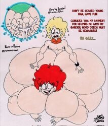 1boy 1girls ambiguous_penetration ashley_fuckller bbw big_ass big_breasts blonde_hair cum cum_inside fat_ass female huge_ass huge_breasts hyper hyper_ass hyper_breasts kory_salazar male milf offering original_character pijamadraw porno_en_pijama red_hair reward sex straight traditional_media