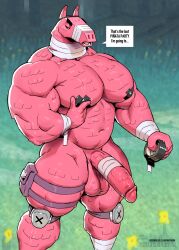 abs anthro balls big_muscles big_pecs big_penis bulge duct_tape english_text fortnite fortnite:_battle_royale gay half-erect llama lt._john_llama male male_only mammal musclegut muscles muscular muscular_male nipples nude pantheradraws pecs penis solo solo_male talking_to_viewer taped_nipples thighs topless video_games