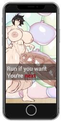 abs artist_request condom condom_balloon excessive_cum futanari gigantic_penis gigantic_testicles hyper_breasts inverted_nipples muscular_futanari phone powerslamming