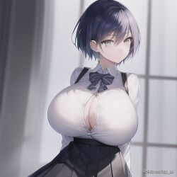 ai_generated huge_breasts op_ai school_uniform schoolgirl short_hair skirt tagme