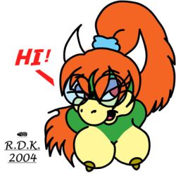 2004 breasts digital_media_(artwork) female glasses horns koopa mario_(series) nipples nude nude_female reddragonkan text