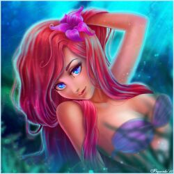 ariel breasts disney mermaid prywinko red_hair seashell_bra the_little_mermaid underwater