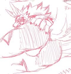 anthro ass balls blush bulge canid canine canis clawed_fingers fuzzy_balls genitals jackal lifewonders looking_back male mammal mane nokia1124_a seth_(tokyo_afterschool_summoners) solo spread_butt spreading tokyo_afterschool_summoners