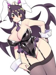 bellupup bunny_ears bunny_girl bunnysuit filia_(skullgirls) huge_breasts large_breasts samson_(skullgirls) skullgirls thick_thighs wide_hips