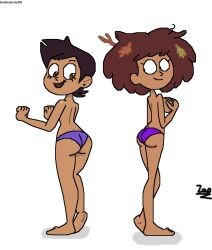 2girls amphibia anne_boonchuy barefoot crossover dark-skinned_female dark_skin disney disney_channel double_chocolate feet female female_only luz_noceda panties purple_panties soles straight_hair the_owl_house toes topless underwear zap92