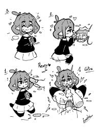 2boys anal anal_penetration anal_sex big_penis black_and_white black_clothing black_thighhighs booxhy bottomless chibi clothed clothing cum_on_food dick_on_face eating eating_cum eating_food elf_ears erection femboy feminine_male from_front_position from_side fully_clothed handjob heart heart-shaped_pupils hearts_around_head human licking licking_penis male male_only monochrome movement_lines oc original_character penetration penis penis_in_ass self_upload sex short_hair skindentation skirt solo_focus spread_legs steam steamy_breath steamy_cum steamy_penis thighhighs trap