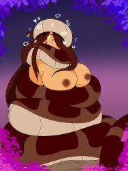 1girls anthro breasts coiled coiling coils cuddle cuddling cute female human kaa kaa_eyes kitnosis large_breasts mammal naked nipples nude nude_female reptile sleeping snake the_jungle_book topless