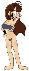 1girls 2022 4_fingers 4_toes aged_up beach big_breasts black_earrings braces brown_hair buckteeth cute earrings female freckles gris_swimsuit hairclip lois_loud nickelodeon original_character pepemay93 swimsuit tagme the_loud_house transparent_background yellow_hairclip