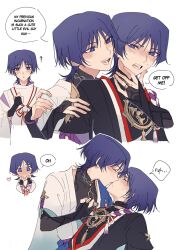 gay gay_kissing genshin_impact kissing male_only scaracest scaramouche_(genshin_impact) selfcest yaoi