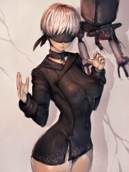 1girls areolae breasts female female_only fumio_(rsqkr) nier nier:_automata nipples rule_63 solo wide_hips yorha_9s