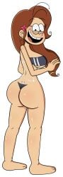 1girls 2022 4_fingers 4_toes aged_up big_ass big_breasts brown_hair cute earrings female flower_hair_ornament gris_swimsuit happy looking_back luan_loud milf nickelodeon pepemay93 sideboob swimsuit tagme the_loud_house transparent_background white_earrings