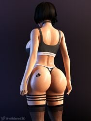 1girls 3d 3d_(artwork) ass bioshock bioshock_infinite black_hair blacked blacked_clothing cloud_chamber_studios elizabeth_comstock female female_only huge_breasts large_ass large_breasts oiled oiled_skin queen_of_spades short_black_hair short_hair sideboob solo solo_female sports_bra sports_panties stockings tattoo tattoos thigh_straps thighhighs thong twitter_logo twitter_username wide_hips wildseed3d