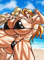 ass beach beauty_mark big_ass big_butt bikini bleach breasts catfight clothesline clouds crossover gigantic_breasts lariat matsumoto_rangiku mole mole_under_mouth muscle muscle_worship muscles muscular naruto naruto_(series) naruto_shippuden negoto_(nego6) ryona sky thick_thighs thighs toned toned_body tsunade wide_hips wrestling