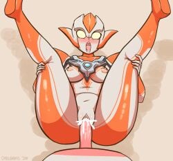 alternate_version cum cum_in_pussy dabloons female_focus grigio_gets_raped minato_asahi_(grigio) size_difference ultraman_(franchise) ultraman_r/b ultrawoman_grigio vaginal_penetration