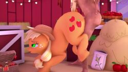 1boy 1girls 3d animated applejack_(mlp) feral friendship_is_magic godoffury human human_penetrating human_penetrating_feral interspecies light-skinned_male male_human/female_feral male_on_feral mp4 my_little_pony no_sound sex unseen_male_face vaginal_penetration video