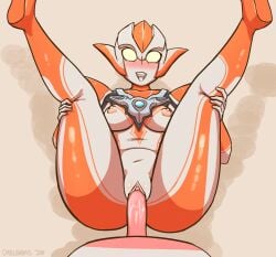 dabloons female_focus grigio_gets_raped minato_asahi_(grigio) size_difference tagme ultraman_(franchise) ultraman_r/b ultrawoman_grigio vaginal_penetration