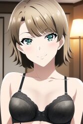 1girls ai_generated alluring amber_hair bra female female_only green_eyes isshiki_iroha my_teen_romantic_comedy_snafu solo