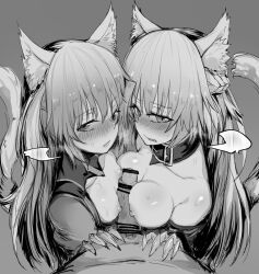 013_(hamsasuke) asymmetrical_docking atalanta_(alter)_(fate) atalanta_(fate) big_breasts fate/apocrypha fate/grand_order fate_(series) monochrome sketch small_breasts tagme