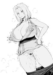 1girls after_fingering after_masturbation after_sex after_vaginal ahemaru areolae big_breasts breasts busty dripping dripping_pussy erect_nipples erect_nipples_under_clothes female_focus female_only hand_on_hip hard_nipples hourglass_figure huge_breasts kimono low_twintails mature mature_female monochrome naruto naruto_(classic) naruto_(series) naruto_shippuden nipples no_bra no_panties no_underwear pants pants_down puffy_nipples pussy_juice shounen_jump solo solo_focus standing thick_thighs tied_hair tsunade twintails voluptuous voluptuous_female wet wet_pussy wide_hips