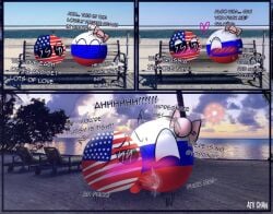 1boy 1girls beach comic countryballs cum_drip cum_in_pussy cum_inside dialog dialogue english english_text female impregnation male orgasm polandball pussy_juice_drip russia_(polandball) russian_flag text united_states_of_america united_states_of_america_(polandball) vaginal_penetration