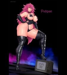 1girls big_breasts bondage boots covered_nipples dante-grapes female female_only final_fight green_eyes long_hair pink_hair pink_nails poison_(final_fight) solo street_fighter thong