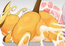 anthro ass blush bodily_fluids cum cum_in_pussy cum_inside cum_on_body duo female generation_1_pokemon genital_fluids genitals hi_res leaking_cum male male/female nidoking nintendo open_mouth orange_body penis pokemon pokemon_(species) purple_body pussy raichu size_difference smaller_female type yellow_body