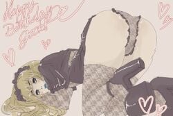 ambiguous_genitalia ass_focus blonde_hair crossdressing male malice_mizer mana-sama pantyshot